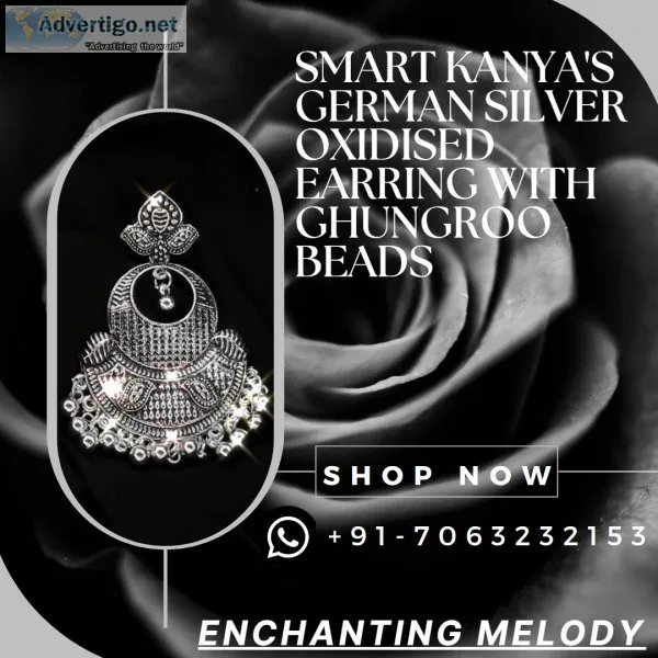 Smart kanya german silver oxidised earring with ghungroo beads