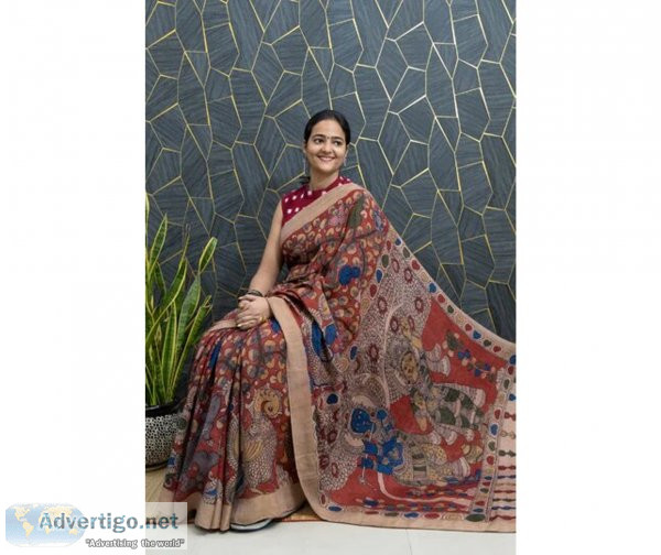 Divine love: pen kalamkari saree