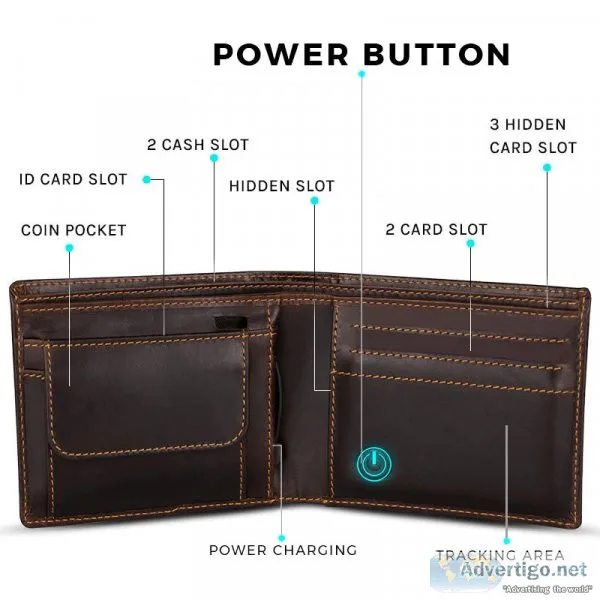 Gps trackable men s wallet