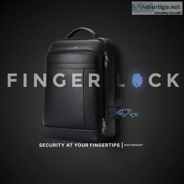 Biometric finger unlock leather bag pack