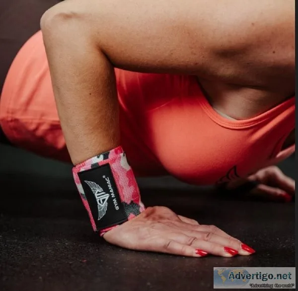Gym maniac pink camo gm weightlifting wrist wraps