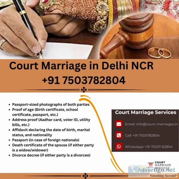 Court marriage in delhi ncr | +91 7503782804