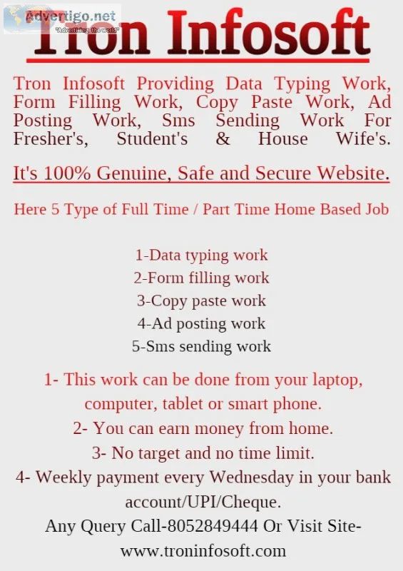 Part time home based data entry typing jobs