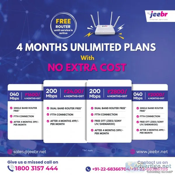 Best and low cost broadband service providers in thane