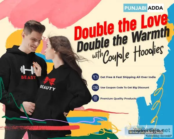 Connected by threads with couple hoodies at punjabi adda