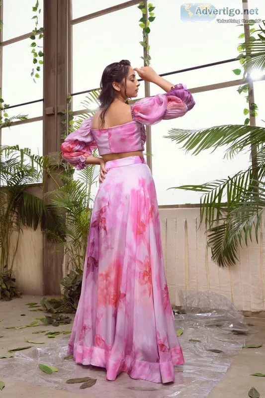 Pink habutai silk high-low skirt set - suruchi parakh