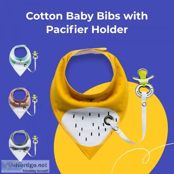 Cotton baby bibs with pacifier holder