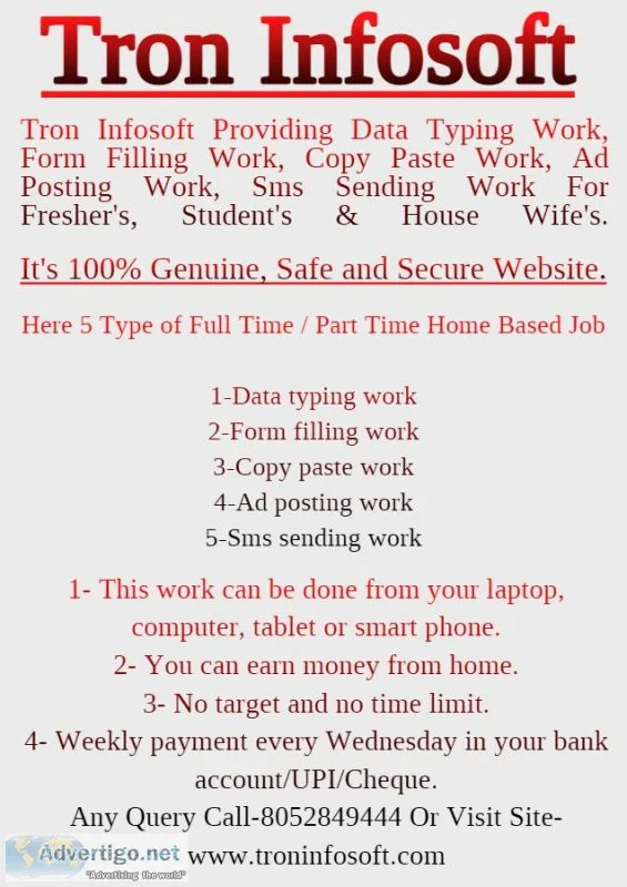 Part time home based data entry typing jobs