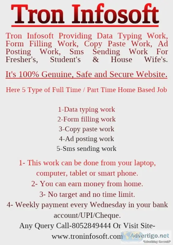 Part time home based data entry typing jobs