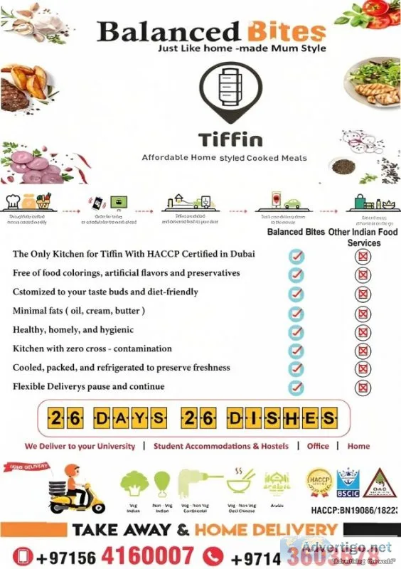 Home-style tiffin meal plans from deli bite catering dubai