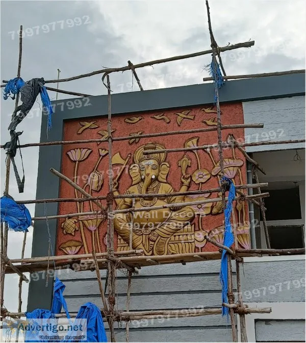 Ganesha front elevation wall mural design from