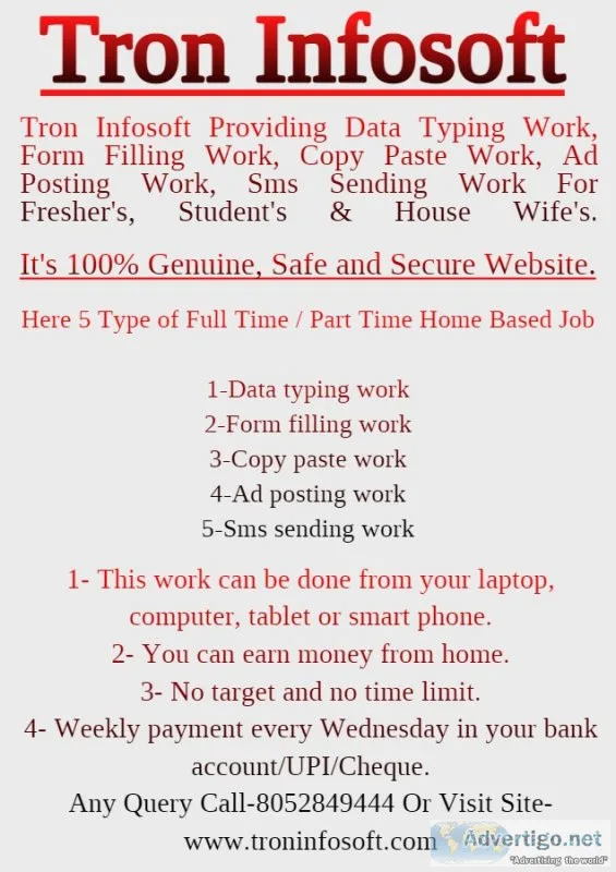 Fresher part time home based online data entry jobs