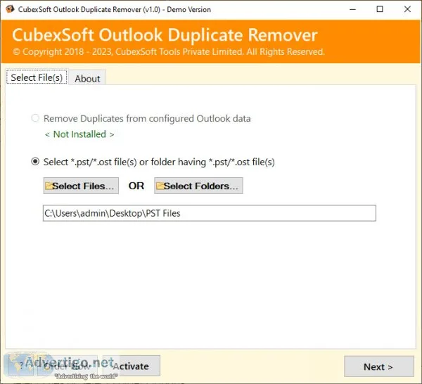 Cubexsoft outlook duplicate remover tool