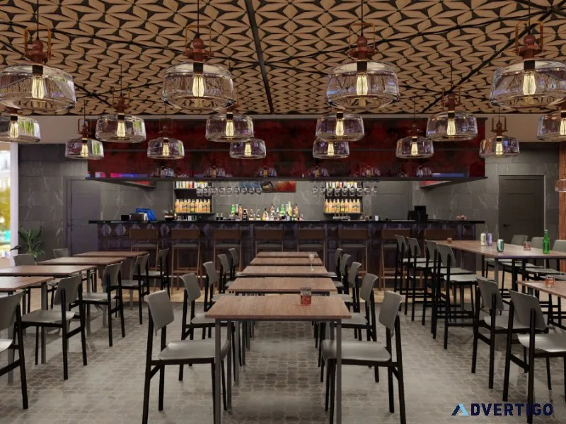 do 3d bar restaurant and commercial retail store interior deign