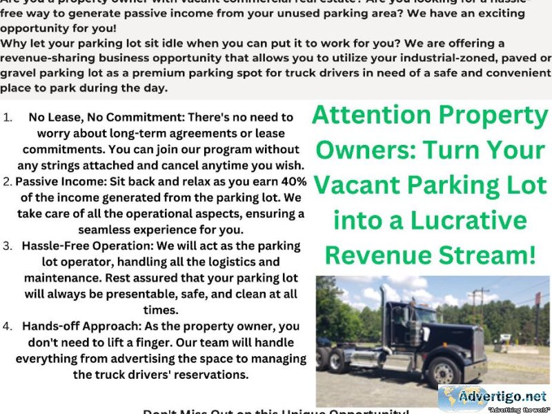Turn Your Vacant Parking Lot into Passive Income