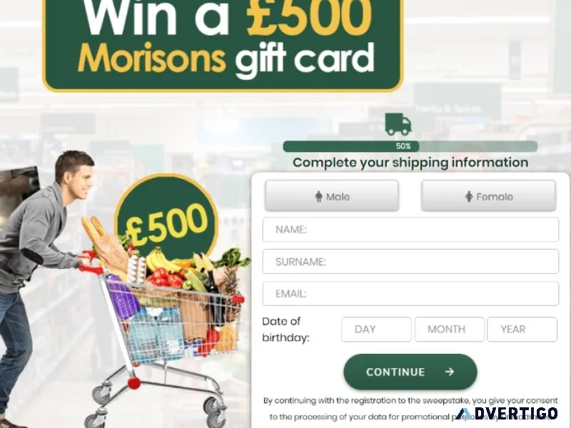 FREE &pound500 Morison Gift Card Now