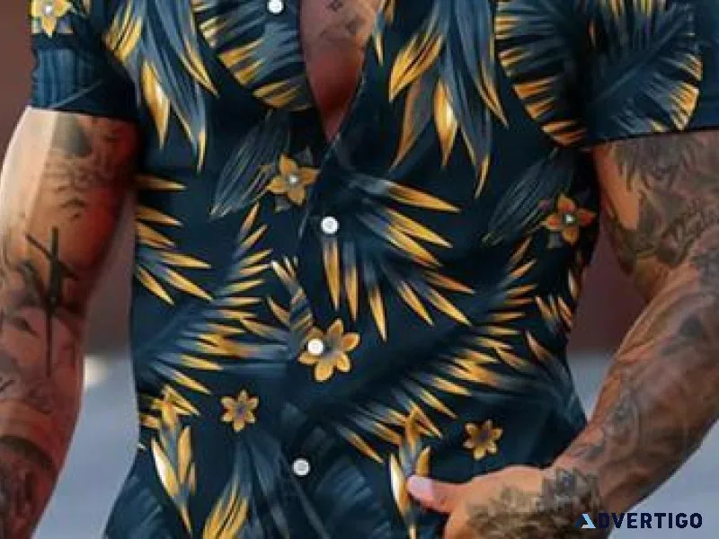 Men s Fashion Leaf Printed Shirt
