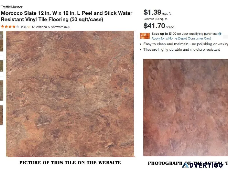 TrafficMaster Viny Floor Tile Half Price No Sales Tax