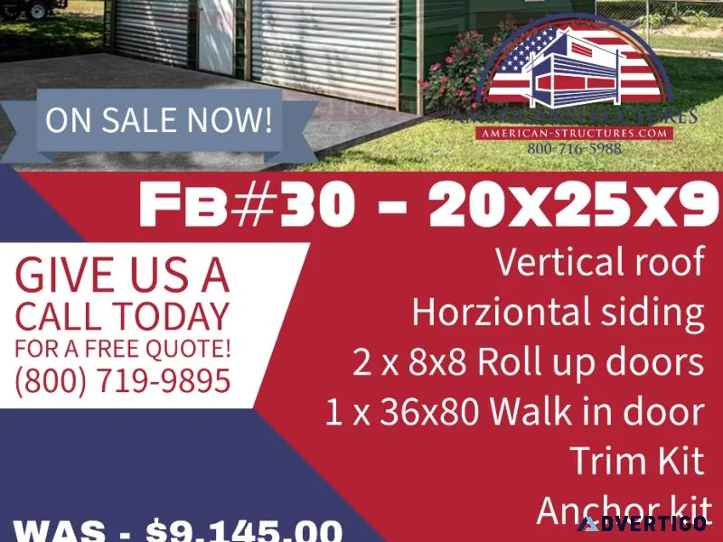 FB30 - 20x25x9 2 car garage
