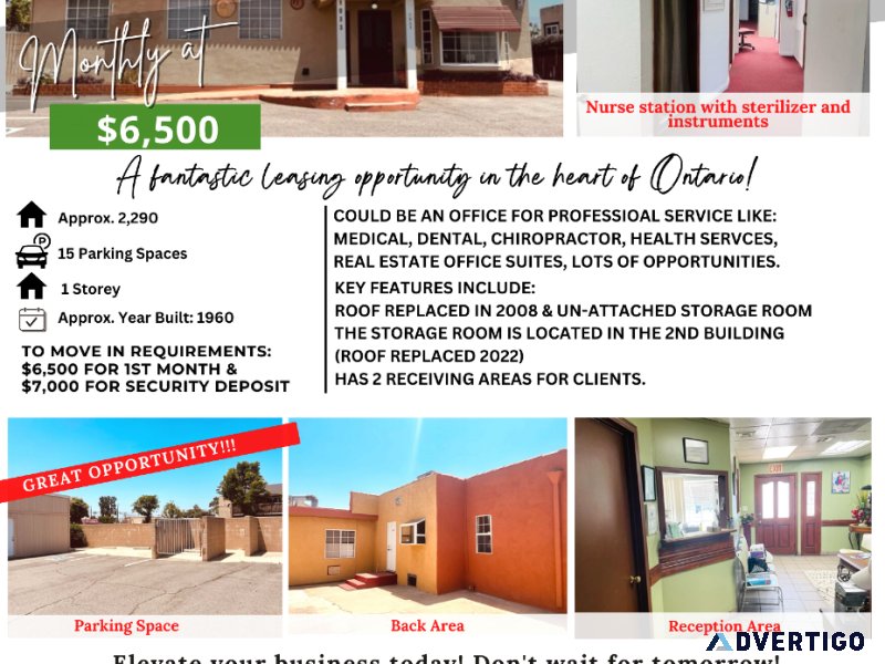 A fantastic leasing opportunity in the heart of Ontario