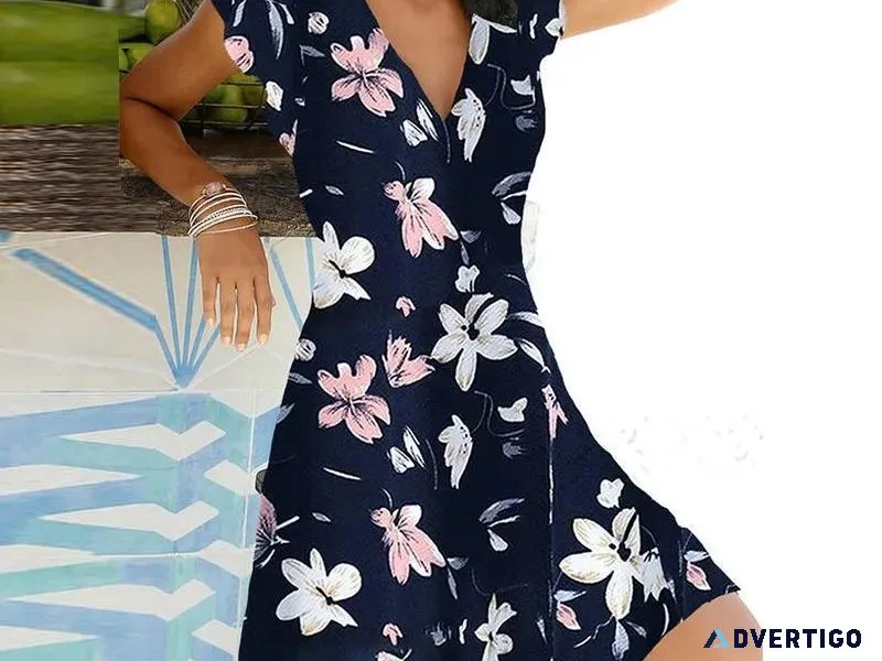 V Neck Floral Dress