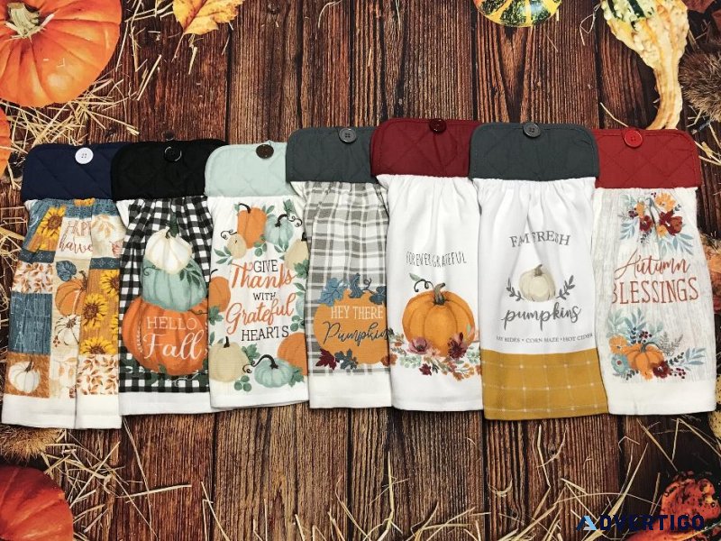 Fall Foliage Kitchen Decor and Kitchen Towels