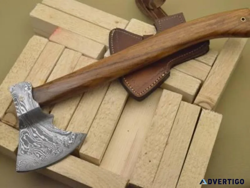 CUSTOM MADE DAMASCUS AXE &ndash ROSE WOOD HANDLE