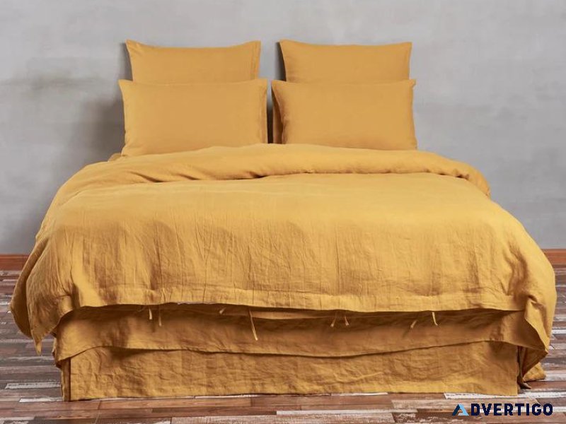 Buy 100% Pure Mustard Linen Duvet Cover