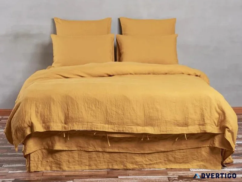 Buy 100% Pure Mustard Linen Duvet Cover
