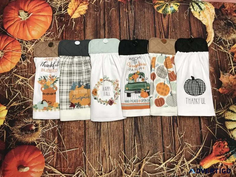 Fall Theme Gnome and Fall Kitchen Towels 6