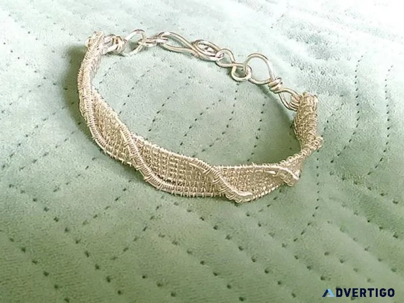 Silver Twist Design Wire Weave Bracelet