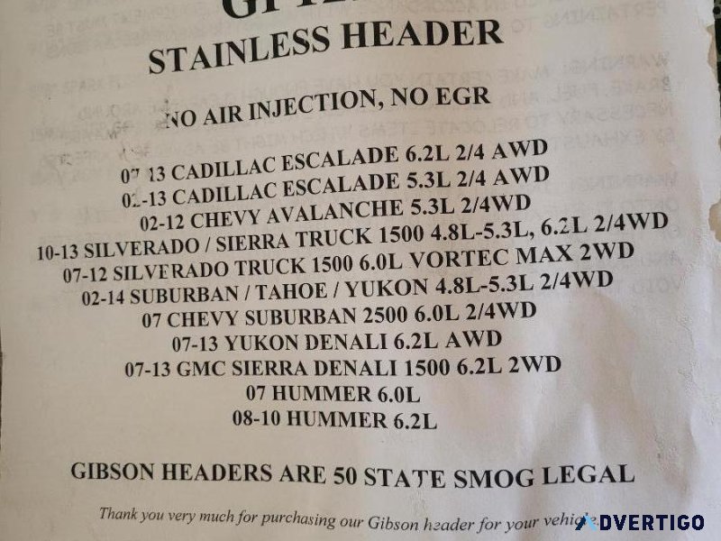 Gibson Stainless Headers