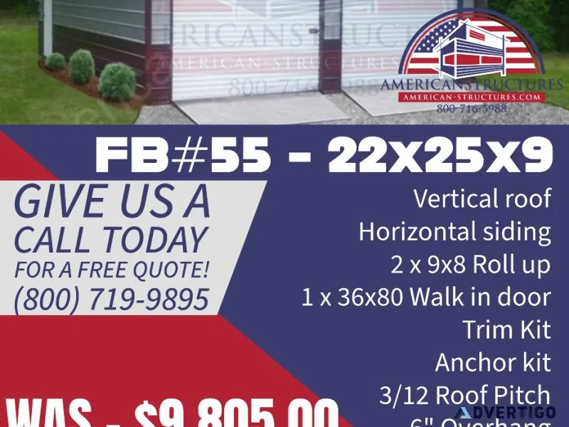 FB55 - 22x25x9 2 car garage