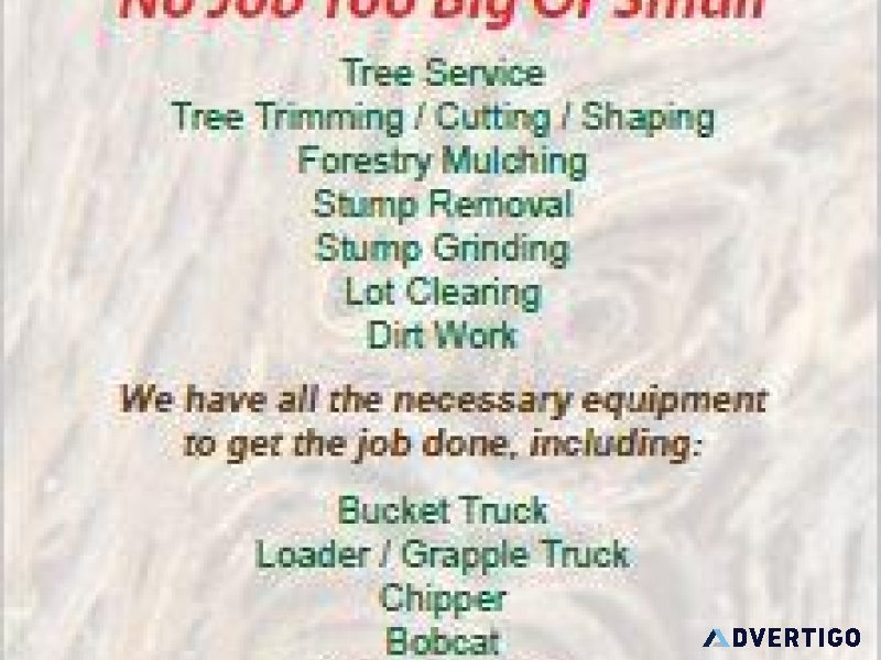 TREE REMOVAL STUMP GRINDING FORESTRY MULCHING DIRT WORK