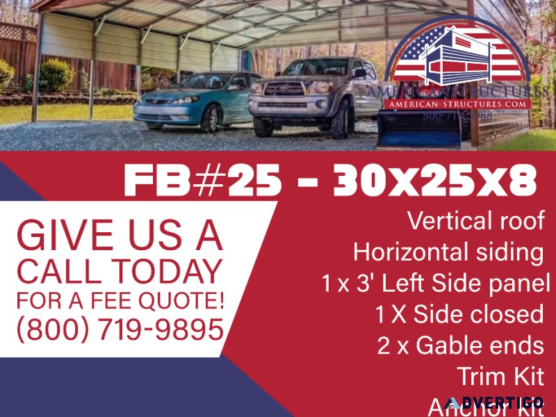 FB25 - 30x25x8 carport