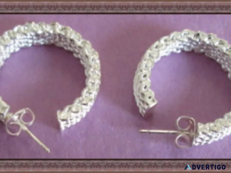 925 Sterling Silver Hoop Design Earrings Luxury Classy Style