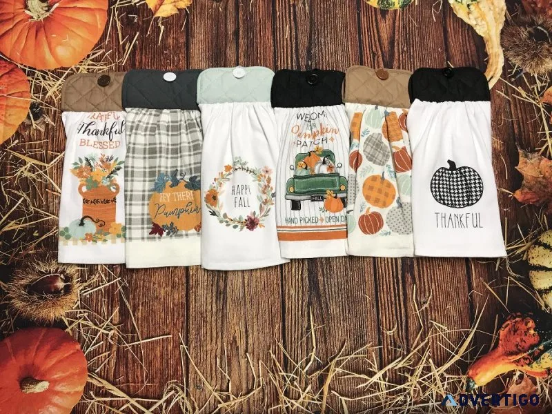 Fall Floral Wreath Kitchen Towels