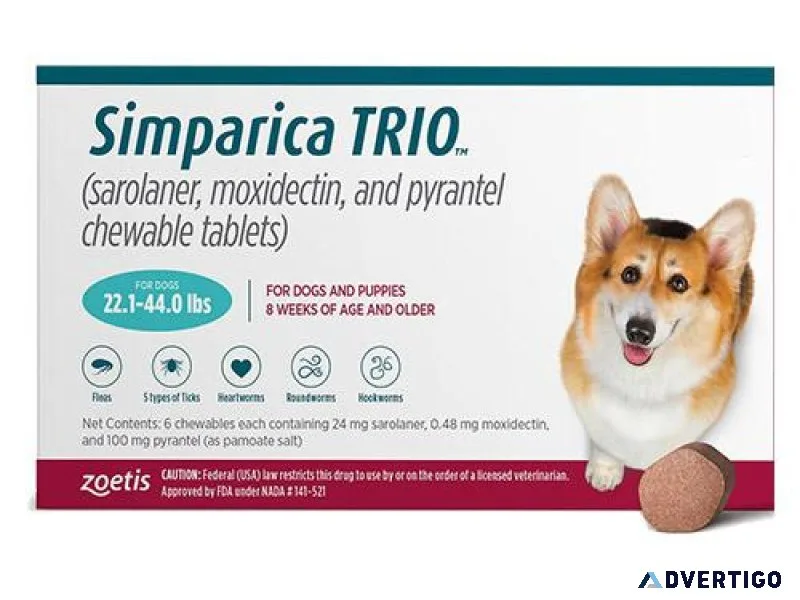 Shop Simparica TRIO (Teal) for medium Dogs at best price