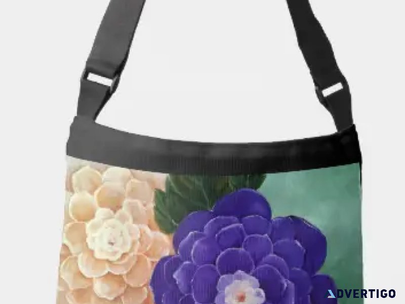 Purple and Yellow Flower Crossbody Bag
