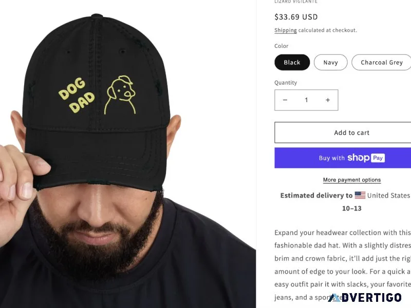 Brand New Crooked Print DOG DAD Cap w Doggie Has Head Cocked