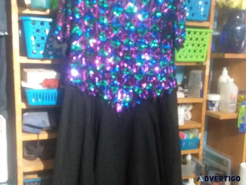 Lawrence Kazar Black Sequined Woman s Evening Dress