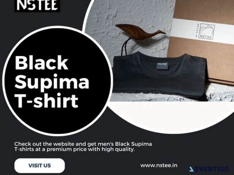 Black supima t-shirt for men from nstee