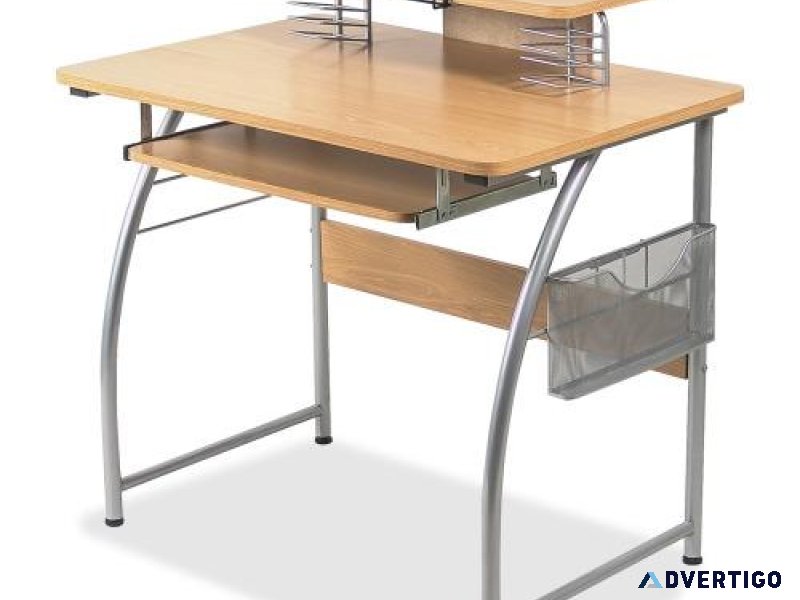 Lorell Upper Shelf Laminate Computer Desk Metallic