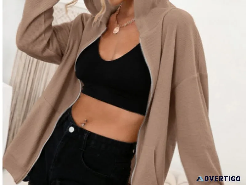 ZIP UP WAFFLE KNIT HOODIE