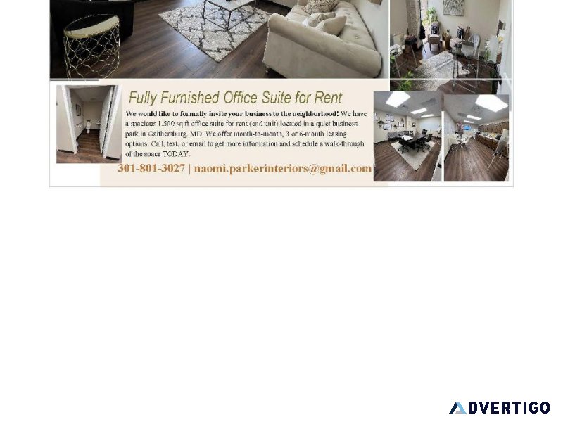 Fully Furnished Office Suite for Rent