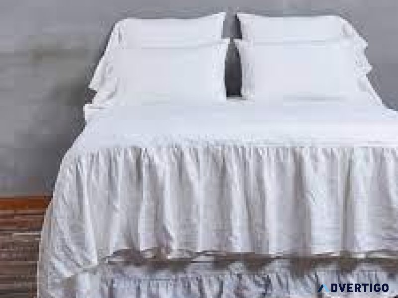 Timeless Beauty Skirt Ruffle Pure Linen Duvet Cover