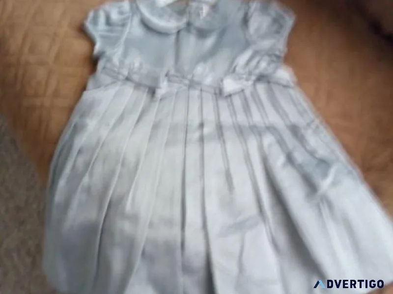 NEW 12-18 Month Girl s Gray Satin Dress