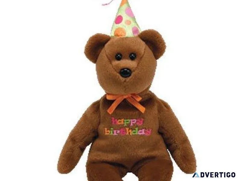 Ty Beanie Babies Happy Birthday the brown bear MWMT