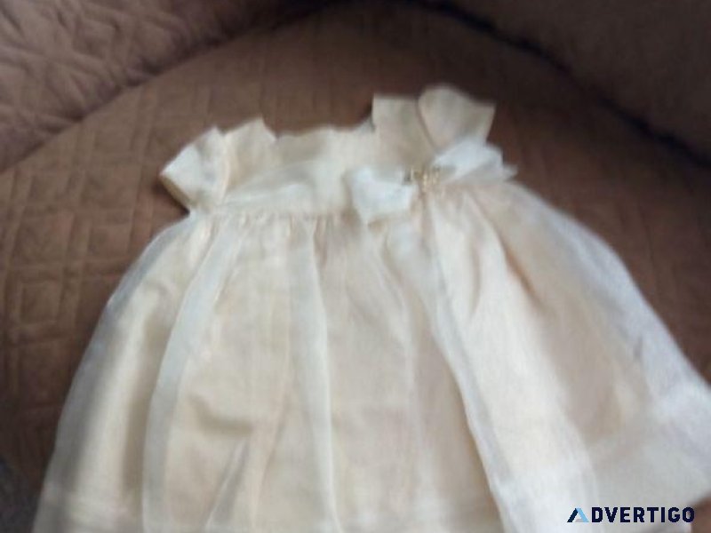 NEW 18-Month Girl s Cream Satin Dress wFloral Ribbon