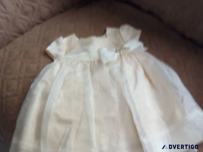 NEW 18-Month Girl s Cream Satin Dress wFloral Ribbon